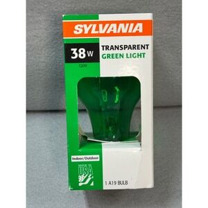 Light Bulb Green Transparent New Sylvania‎ 38W A19 Indoor Outdoor USA